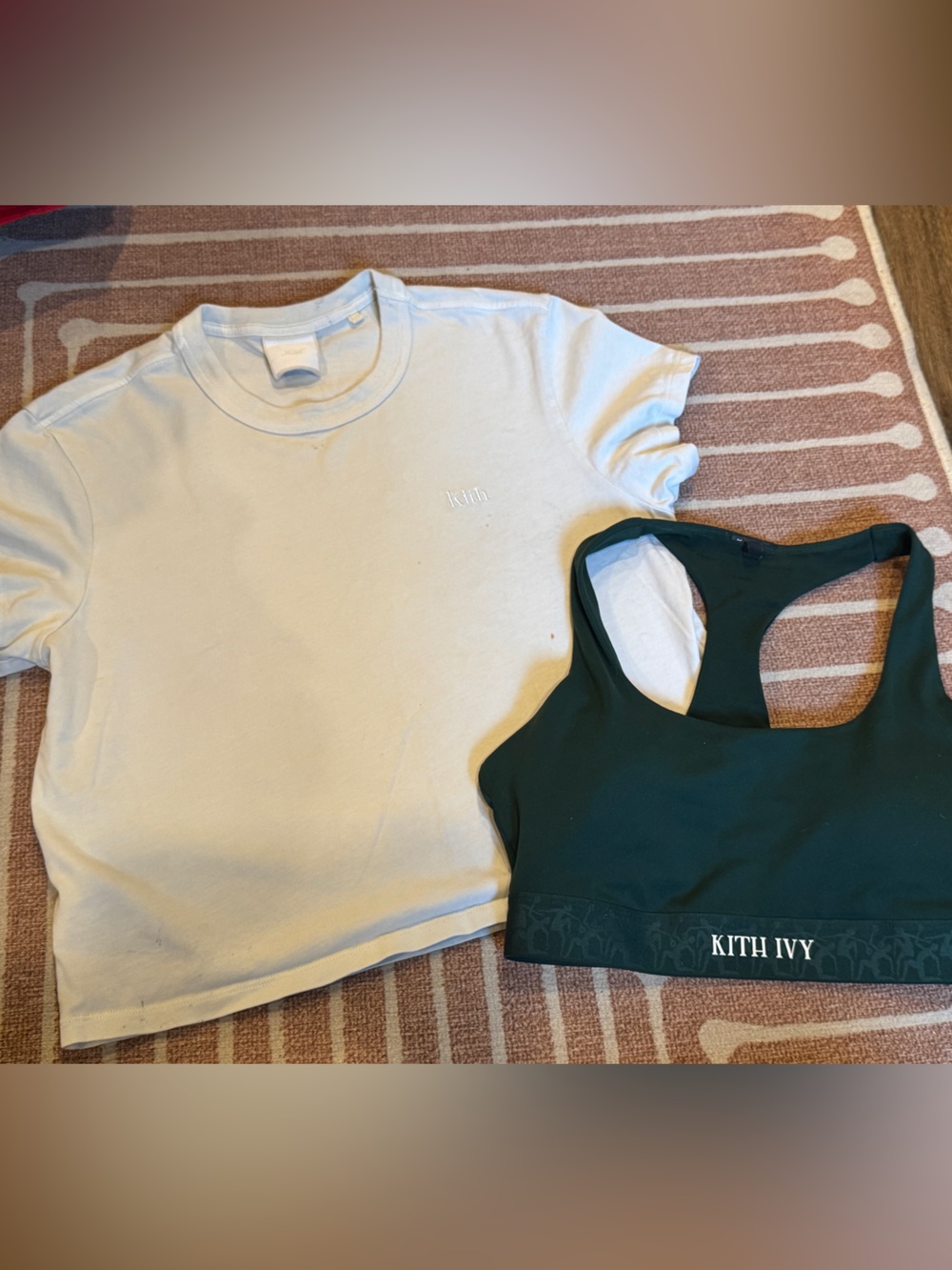 Kith Ivy Cream Logo Tee + Ivy Green Wilson Sports Bra Bundle
